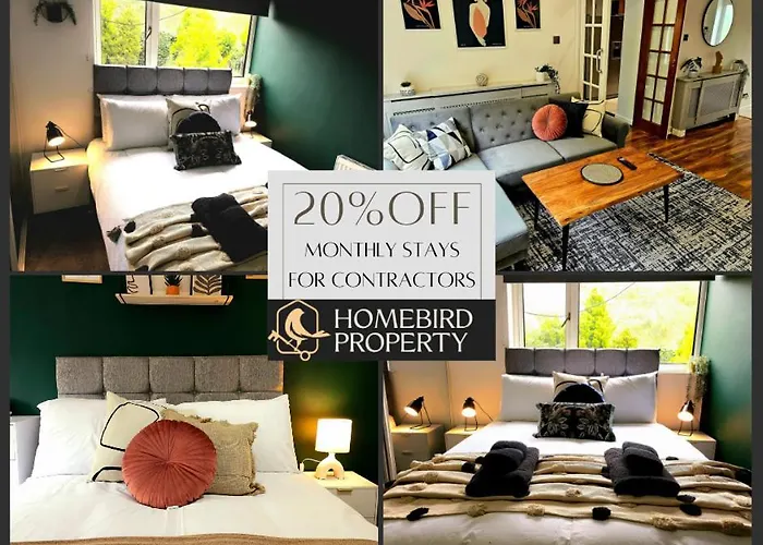 2 Large Bedroom House By Homebird Management Short Lets & Serviced With Private Parking & Garden *